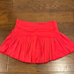Red Mini Skater Skirt with Pleats